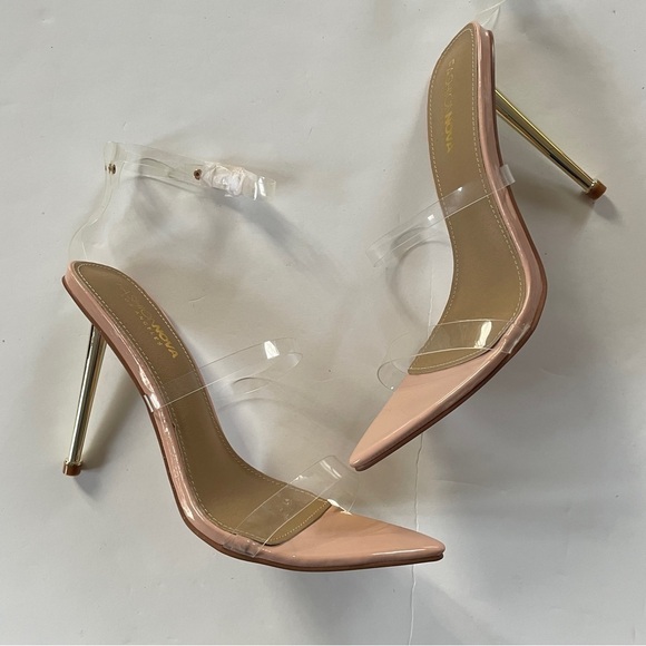 Clear Strap Pointed Open Toe High Heels - Picture 3 of 11